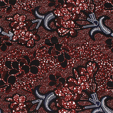 Burgundy Floral Print Fabric: 6 Yds image 0